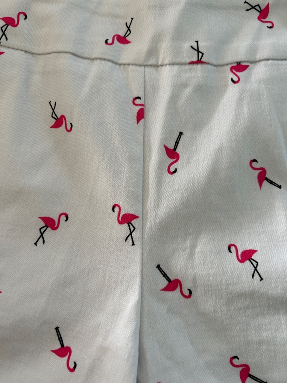 Jessica Riley White shorts with Pink Flamingo Motif size PS